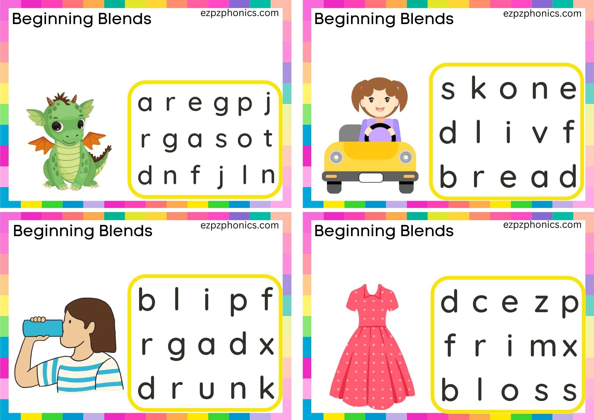 DR Beginning Blends Activity Circle The Correct Letters To Make The Words Set 1